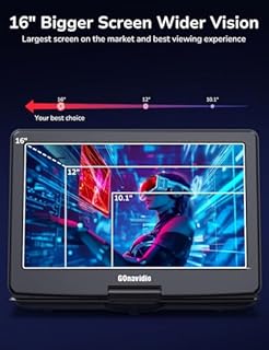 GOnavidio Lettore DVD portatile da 18 pollici con grande schermo da 16 pollici, batteria ricaricabile 5H integrata, alta risoluzione 1600x900, supporto ingresso HDMI, schermo di sincronizzazione, USB
