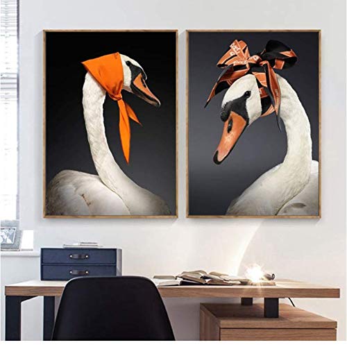 Tableau cygne blanc minimaliste 50x70 cm pour décoration de salon moderne