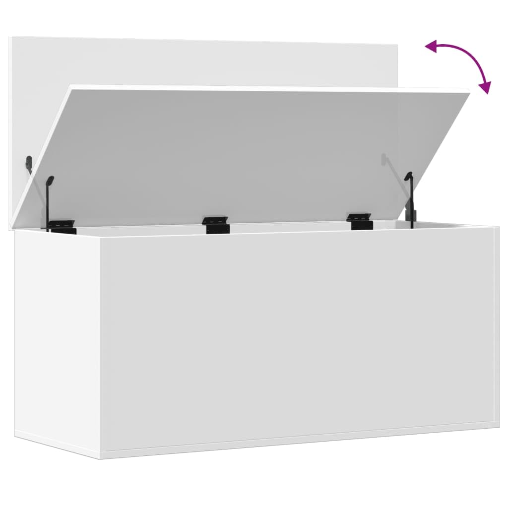 Caja de almacenaje madera de ingeniería blanca 100x42x46 cm, Mobiliario Armarios y almacenamiento Baúles de almacenamiento, Blanco, 24.99kg