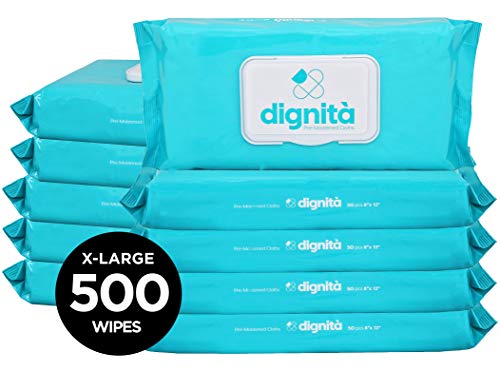 Adult Wet Wipes [500Count] Disposable Washcloths, 8” X 12” Personal Cleansing Cloth [10 Pack of 50] Convenient Dispensing Reclosable Sealed Lid, Ultra Soft with Aloe & Lanolin Mild Fresh Scent