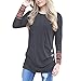 Howstar Womens Long Sleeve Blouse, Casual Patchwork Round Neck Tunic T-Shirt Tops Soft Sweatshirt