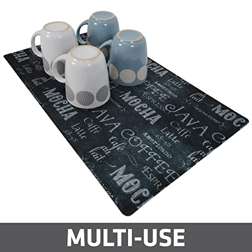 Drymate Coffee Maker Mat, (Coffee Station Bar Accessory) Protects Kitchen Countertops From Spills, Stains & Scratches, Absorbent, Waterproof, Washable (USA Made) (12” x 20”) (Java Chalkboard) by Drymate - Used condition - Image 4