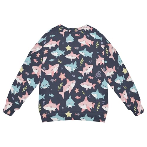 JUNZAN Cute Cartoon Sharks Stars Kids Girls Hooded Sweatshirt Long Sleeve Kids Hoodies Boys Party 4T2