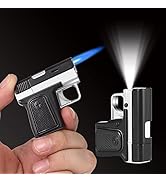 SOMGEM Torch Lighter Butane Refillable, Mini Cool Lighters Gun Shape with LED Flashlight, Windpro...
