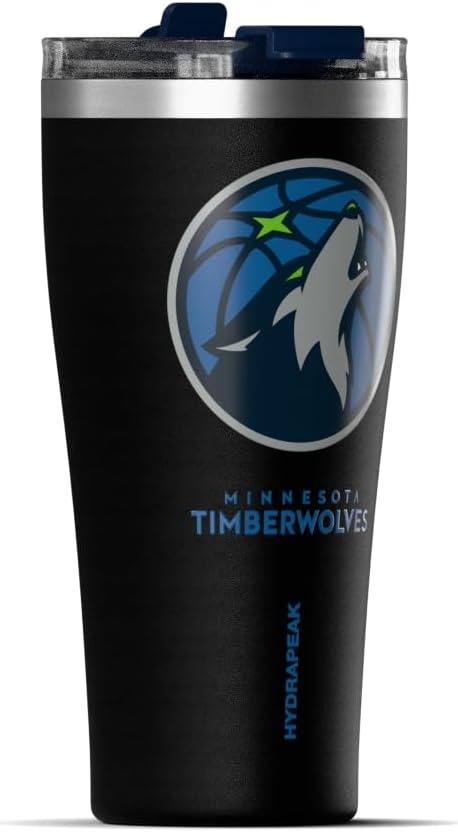 Hydrapeak Officially Licensed NBA Minnesota Timberwolves Tumbler 30 oz Stainless Steel Water Bottle, Straw & Sip Lid, Vacuum Insulated, Spill-Proof, Cup Holder Friendly, Keeps Drinks Cold 30 Hours - Image 3