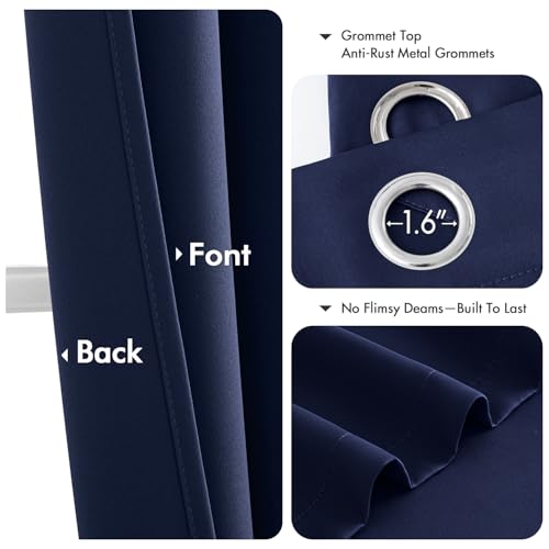 Image of MIULEE Blackout Curtains for Bedroom Living Room 2 Panels, Thermal Insulated Room Darkening Drapes Grommet Noise Reducing Light Blocking Window Treatments 68 Inches Long 55x68 Inch Navy Blue