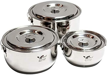 BUFFALO 3 in 1 Set (6 Pieces) - 3.8L, Silver, Stainless Steel, Cooking Pot Set