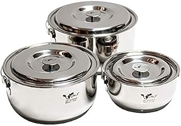 BUFFALO 3 in 1 Set 6 Pieces - 3.8L, Silver, Stainless Steel, Cooking Pot Set