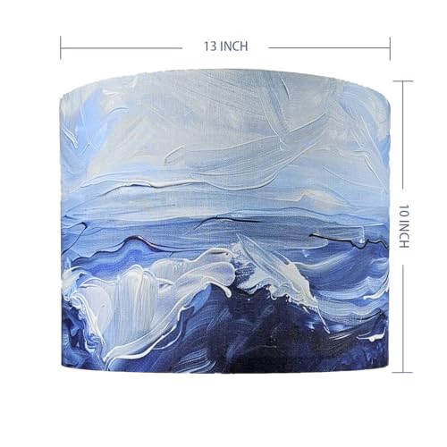 Navissory LQ001 Decorative Medium Lamp Shade Polyester Fibre Printed Abstract Sea Waves Drum Shade thumb #1
