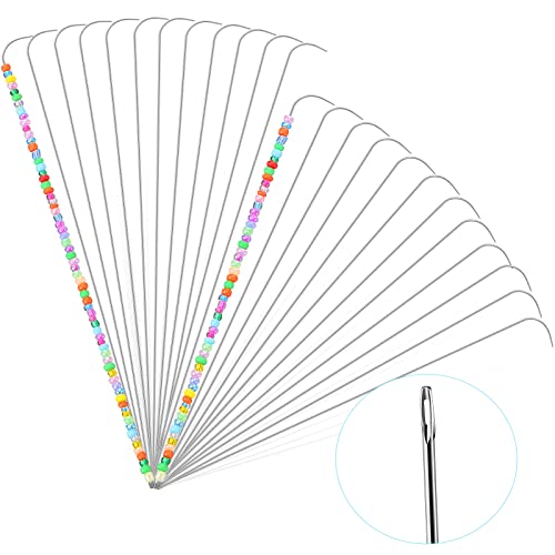 7.5 Inches / 6.3 Inches Big Eye Curved Needles Bead Spinner Needles Stainless Beading Needles Steel String Bead Needle For Sewing (8 Pieces) #TOP26