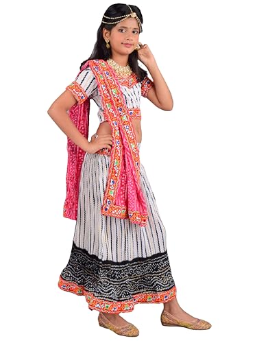 Image of AHHAAAA Kids Ethnic Ghoomar Lehenga Choli-Chania Choli with Dupatta Set for Baby Girls Y0033