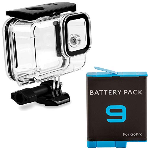 Ultimaxx 50M Underwater Housing for GoPro HERO9 / HERO10 Action Cameras with Replacement Lithium-Ion Battery for GoPro Hero 9 - Ideal for Water, Winter Sports, and All Other Outdoor Activities