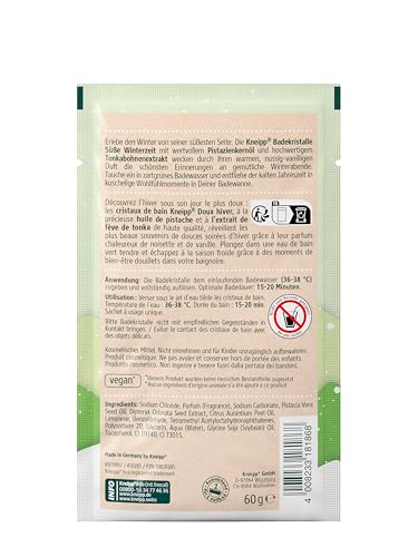 Kneipp Badekristalle Süße Winterzeit - Badezusatz Pistazie & Tonka - Badesalz mit wertvollem Pistazienkernöl & hochwertigem Tonkabohnenextrakt - vegan - 60g