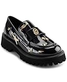 KARL LAGERFELD Paris Womens Avah Studded Faux Patent Leather Loafers, Black, 8