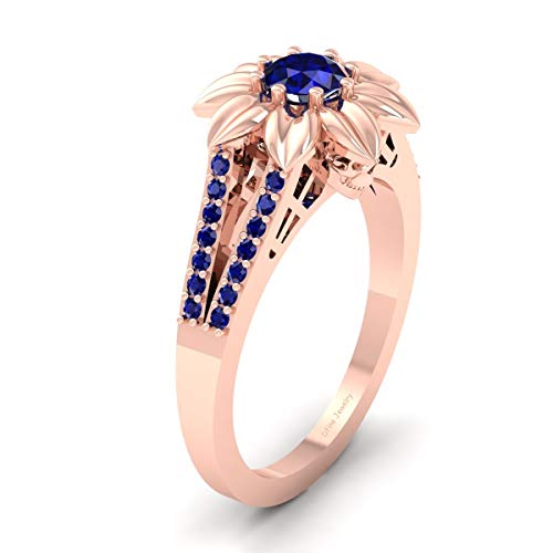 Bague en argent sterling 925 et oxyde de zirconium bleu rond DFJ