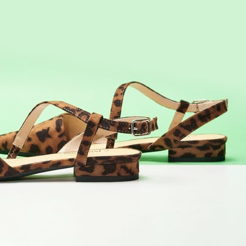 C.Paravano Women's Slingback Flats with S-Curve Strap - Crocodile-Embossed Pointed Toe Slip-On Shoes | Adjustable Back Comfortable Flat Sandals3