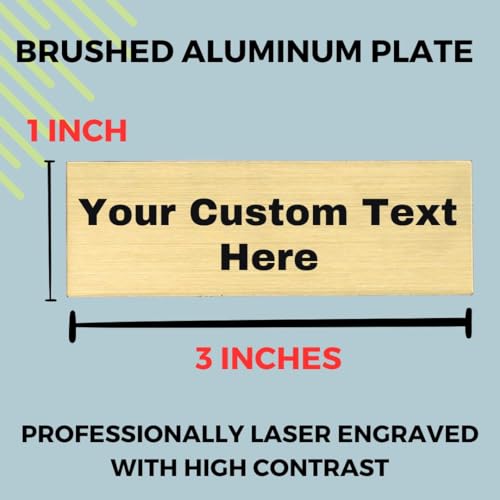 1x3 Personalized, Custom Engraved Name Plate Plaque, Gold or Silver Flexi-Brass Metallic Finish with Adhesive Backing, (Gold) - Thumbnail 4
