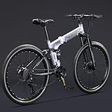 Bicicleta De Montaña Plegable De 24 Y 26 Pulgadas, 21 Velocidades, Frenos De Disco Dobles, Ruedas De Radios Y Suspensión Doble para Hombres Y Mujeres Adultos B,24inch