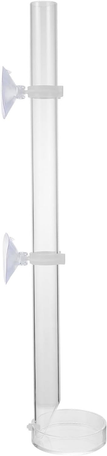 Wakauto Aquarium Feeder Tube with Suction Cup and Tray, 20cm Acrylic Fish and Shrimp Feeding Tool for Fish Tank, Aquarium Food Feeder Accessory for Aquatic Pets