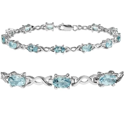 Amanda Rose Collection Sky Blue Topaz Infinity Tennis Bracelet set in Sterling Silver (7 1/4 inches)