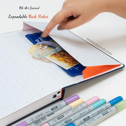 Image of NEORAH - B5 - ART JOURNAL | 200Gsm Dotgrid Notebook |160 Pages(25.0 x 17.5 cm) | Lay Flat |Hard Cover Bullet - Journal|3 Bookmarks |Elastic Closure | Inner BackPocket | Ideal- (DARK BLUE)