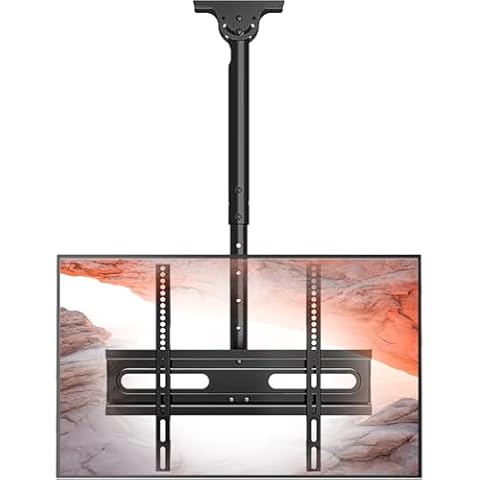 AX WABER TV Ceiling Mount Adjustable Bracket Fits Most LED, LCD, OLED and Plasma Flat Screen Display 26 to 65 Inch, Maximum Load Capacity 110 Lbs, Mounting Holes 400x400mm (AX11TB01), Black Cover