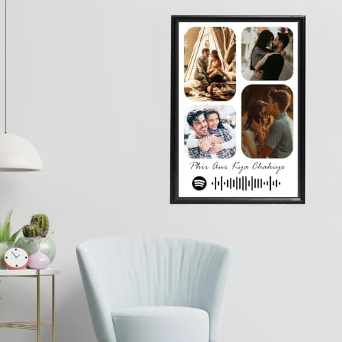 Image of Personalized Music Photo Frame 16 x 24 Inch Custom Spotify Code Picture Frame Wedding, Engagement, Birthday & Valentine's Gift