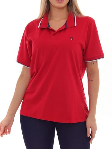 2. Camisa Polo Feminina Oversized Estampa Sortida Vermelha MT Tamanho:G;Gênero:Feminino