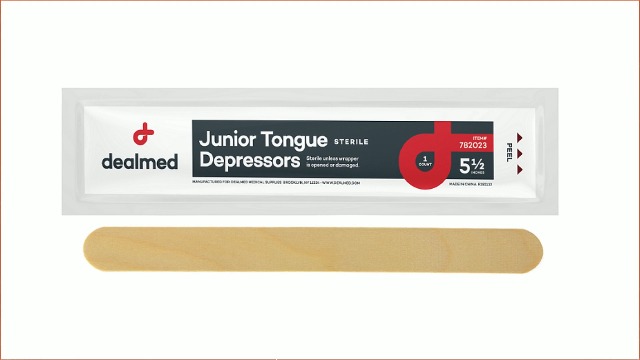 Image of Dealmed 5.5 inch Junior Tongue Depressors - 1,000 Sterile Wood Tongue Depressor Sticks, Individually Wrapped for Medical Practice, Emergency First Aid Kits, Crafts, 100 /Box (Pack of 10)