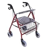 BSJZ Multifunktions-Einkaufswagen, Aufbewahrungswagen für die Küche Aufbewahrungswagen Gehrahmen Faltbare Handbremse Dicker Wagen aus Aluminiumlegierung mit Korb EIN
