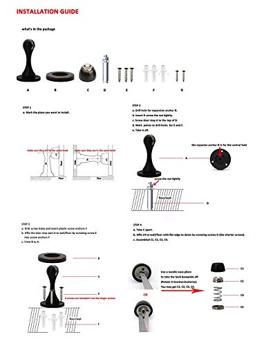 Solid Mental Magnetic Door Stop, Wall Mounted, Black #TOP5