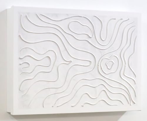 Tapa para Cuadro de Luces 30x45x4 cm (34x49x6 cm exterior) Pintada a Mano, con Relieve, Minimalista en Gris y Blanco, en Melamina Blanca, Con Tornillos para fijar a la pared. 100% Original