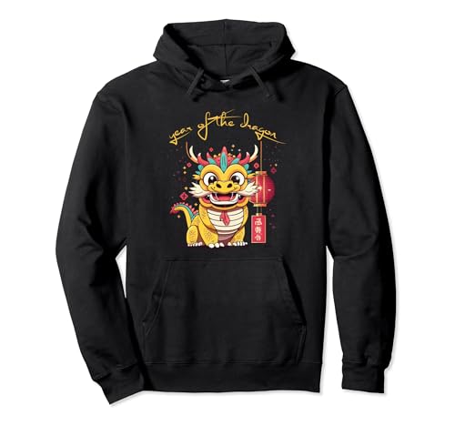 Happy Lunar New Year 2024 - Maglietta per bambini con drago cinese Felpa con Cappuccio