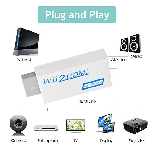 Wii a HDMI Converter Mini Adaptador portátil de Wii HDMI con salida de video de 1080P / 720P HD Salida de audio de 3,5 mm - imagen 2