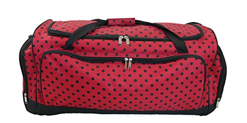 2530 Inch Light-Weight Fashionable Polka Dot Duffel Bag in 3 Colors (30 Inch, Red with Black Dot), 01030PD RB