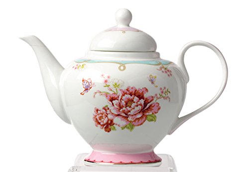 Jusalpha Royal Floral Fine China Rose Vintage Teapot (A)