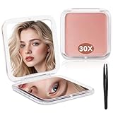 【Miroir double face】Une face du miroir est un miroir plat, idéal pour le maquillage quotidien ; l’autre face est un miroir grossissant x30. Remarque : lors de l’utilisation du miroir grossissant x30, veuillez maintenir une distance de 6 à 10 cm pour obtenir une image nette et droite. Dans le cas contraire, l’image sera inversée, ce qui est un phénomène optique normal.