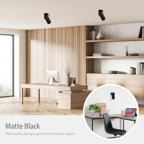 Aufbauspot Schwarz - Schwenkbar Aufbaustrahler mit GU10 Fassung - Aufbauleuchte aus Aluminium Runde Deckenspots Aufputz Spots Verstellbare Deckenstrahler für Wand & Decke, 58 x 150mm,Ohne Leuchtmittel