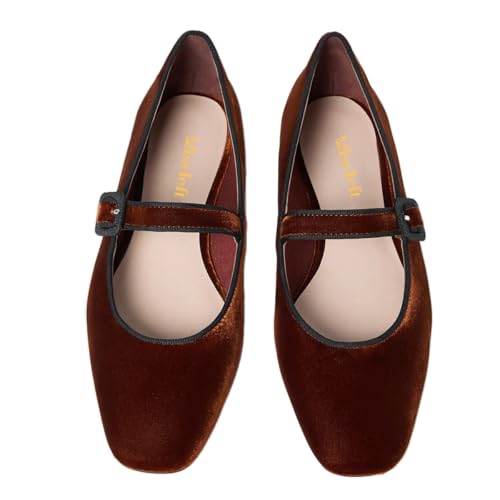 miss left Women's Comfort Buckle Strap Mary Janes Classic Closed Round Toe Ballet Flats Slip On Cozy Casual Dance Shoes Size 4-16 US3