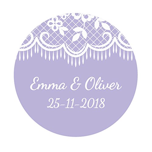 48 STICKERS Autocollants PERSONNALISÉS pour mariage,Autocollants DENTELLE BLANCHE personnalisés,40MM ROND étiquettes pour réception/mariage/cadeaux/fiançailles/invitation/cartes/dragées - Rd 021 Cover