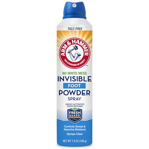 Arm & Hammer Invisible Foot Powder Spray, Clear Talc-Free Foot Odor & Sweat Control, Foot Spray Odor