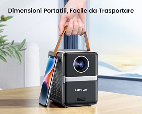 【Tiro Corto】Mini Proiettore WiFi Bluetooth 18000 Lumen Proiettore Portatile, WiMiUS Mini Proiettore Supporta 1080P Full HD Videoproiettore 5G WiFi per Home Cinema, iOS/Android/Loptop/USB/PS5/AV - Immagine 4