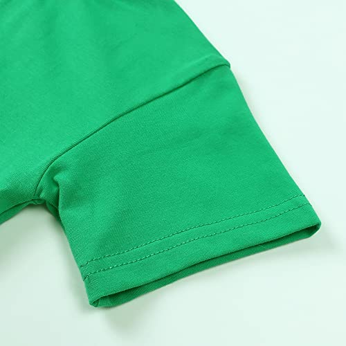 HahaNice Conjunto de camiseta e shorts de motociclista de algodão liso para meninas, 2 peças, Verde,