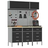 【Design fonctionnel】 Ce meuble de travail est parfaitement utile et stylé, idéal pour structurer ton atelier. Sa forme rectangulaire et son esthétique moderne plaisent à la fois aux pros et aux amateurs. Avec l'acier et le bois d'ingénierie, tu obtiens une solidité sans pareille, et les pieds réglables te permettent d'ajuster ton espace de travail comme tu le souhaites.