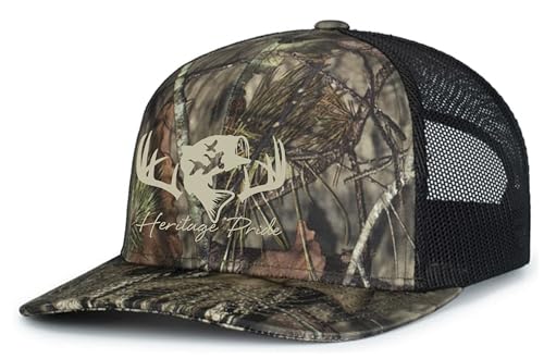 Image of Heritage Pride Deer Hunting Fishing Duck Hunt Mens Embroidered Mesh Back Trucker Hat