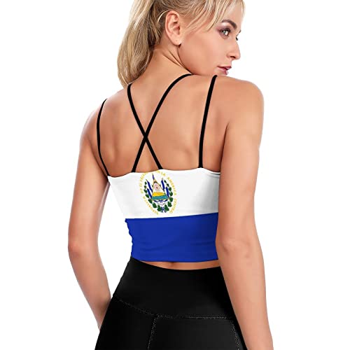 El Salvador Flag Womens's Padded Sports Bras Camisole Yoga Fitness Running Crop Top3