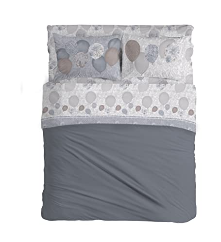 PENSIERI DELICATI Double Bed Sheet Set, 100% Cotton, 180 x 200 cm, Includes Bottom, Top Sheet and 2 Pillowcases
