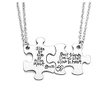 Jovivi 2pcs Friendship Necklace Best friends like us stay close in heart Matching Puzzle BFF Necklace Set for Best Friends Sisters Gifts - Silver