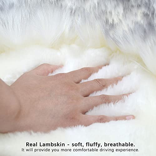 Gracefur Sheepskin Car Seat Cover Genuine Wool Seat Cover Fluffy Fur Front Seat Covers Fits Cars, Trucks, Suv, Or Van (Grey Tips) #TOP1