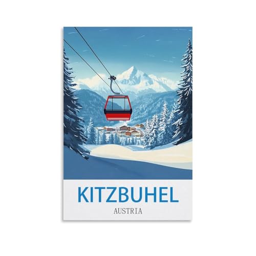 Poster Kitzbühel vintage Autriche 50x75 cm : affiche décoration murale
